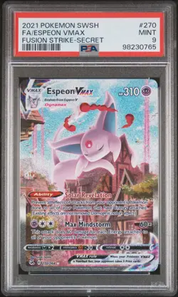 2021 POKEMON SWORD & SHIELD FUSION STRIKE SECRET #270 FULL ART/ESPEON VMAX PSA 9 - Image 1