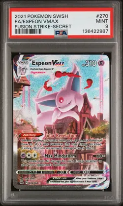2021 POKEMON SWORD & SHIELD FUSION STRIKE SECRET #270 FULL ART/ESPEON VMAX PSA 9 - Image 1