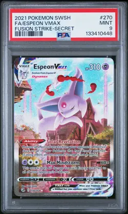 2021 POKEMON SWORD & SHIELD FUSION STRIKE SECRET #270 FULL ART/ESPEON VMAX PSA 9 - Image 1