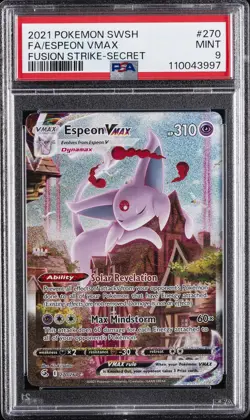 2021 POKEMON SWORD & SHIELD FUSION STRIKE SECRET #270 FULL ART/ESPEON VMAX PSA 9 - Image 1