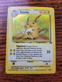 Raichu 14/62 Holo Fossil Pokemon Card TCG WOTC MP** - Image 1