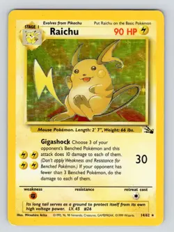 Raichu 14/62 Holo Fossil Pokemon Card TCG WOTC MP^^ - Image 1