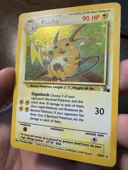 Raichu - 14/62 - Pokemon Fossil Unlimited Holo Rare Card WOTC MP-HP - Image 2