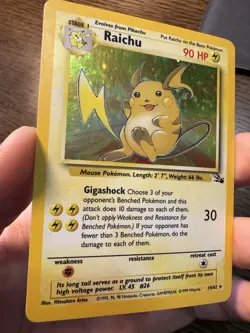 Raichu - 14/62 - Pokemon Fossil Unlimited Holo Rare Card WOTC MP-HP - Image 3