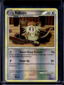 2010 Pokemon HeartGold & SoulSilver Undaunted Raticate Reverse Holo #34/90 - Image 1