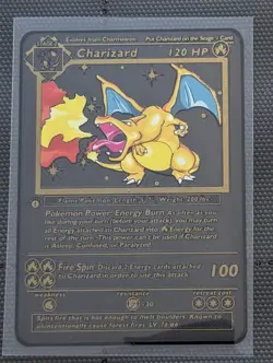Black Metal Charizard Custom Card - 1st Edition Tribute - Image 1