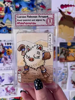 Primeape ORIGINAL Watercolor Painted Pokemon Card - by PokePainterLisa - Image 1
