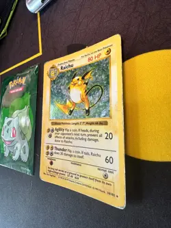 Pokemon Card Raichu Base Set 14/102 Holo Shadowless Holo Rare 030🔥MP HP +🔥 - Image 2