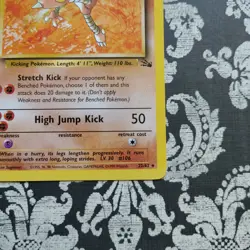 Hitmonlee 22/62 Fossil Unlimited Non Holo Vintage 1999 Pokemon Card - Image 5