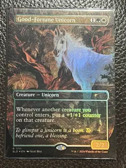 Mtg Secret Lair Julie Bell- Good-Fortune Unicorn Foil-NM - Image 1