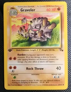 Graveler 1st Edition Fossil Pokemon Card Uncommon 37/62 WOTC - Near Mint NM - Image 1