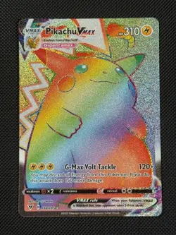 Pikachu VMAX 188/185 SECRET Pokemon Card Swsh04: Vivid Voltage Holo Rare - Image 1