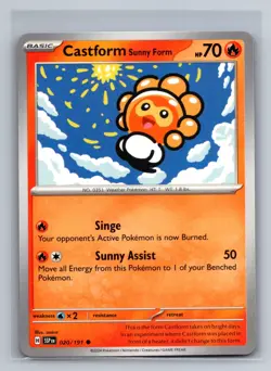 Castform Sunny Form Normal Common SV08: Surging Sparks SSP Fire 020/191 Pokemon - Image 1