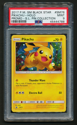 Pikachu SM76 Black Star Promo Pokemon 2017 Shining Legends Pin Collection PSA 9 - Image 1