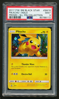 Pikachu SM76 Black Star Promo Pokemon 2017 Shining Legends Pin Collection PSA 9 - Image 3