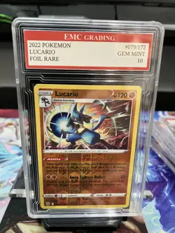 LUCARIO #079/172 RARE FOIL Pokemon 2022 Card GRADED 10 MINT TCG CCG - Image 1