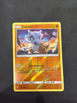 Pokemon TCG Cubone Reverse Holo Common Card Hidden Fates 37/68 - Image 1