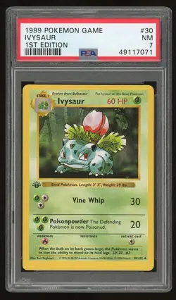 1999 Pokemon 1st Edition Shadowless Ivysaur #30 PSA 7 - Image 1