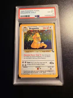 Pokemon TCG Dragonite Fossil 4 Holo Unlimited Rare PSA Graded - Image 1