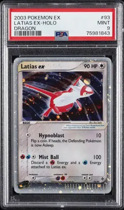 2003 POKEMON EX DRAGON #93 LATIAS EX-HOLO PSA 9 SWIRL - Image 1