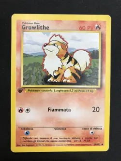 Pokemon Growlithe 28/102 Set Base Prima Edizione Wizards ITA Carte Vintage - Image 1