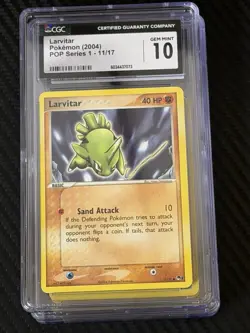 Pokemon TCG Larvitar 11/17 POP Series 1 2004 CGC GEM 10 - Image 1