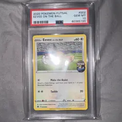 2020 POKEMON FUTSAL #002 EEVEE ON THE BALL PSA 10 - Image 1