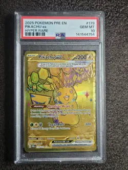 2025 POKEMON PRE EN-PRISMATIC EVOLUTIONS 179 PIKACHU EX HYPER RARE PSA 10 - Image 1