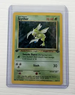 Scyther Pokemon TCG 1st Edition Holo Rare Card Jungle 10/64 1999 WOTC 70 HP S3 - Image 1