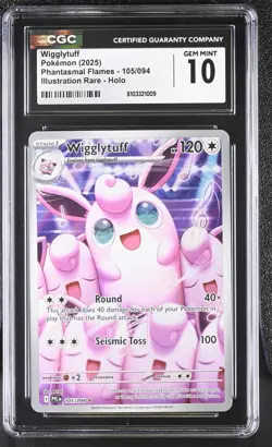 CGC 10 - Wigglytuff 105/094 Illustration Rare Pokemon Phantasmal Flames Gem Mint - Image 1