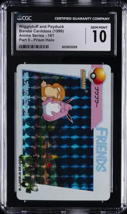 1999 POKEMON BANDAI CARDDASS #161 WIGGLYTUFF AND PSYDUCK CGC 10 GEM MINT - Image 1