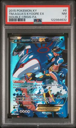 2015 POKEMON XY DOUBLE CRISIS #6 FULL ART/TEAM AQUA'S KYOGRE EX PSA 7 - Image 1