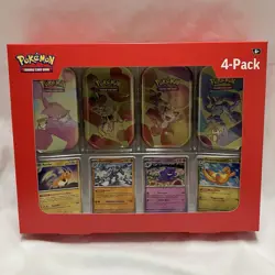 Pokemon TCG 151 Mini Tins 4 Pack + 4 Promos Sealed Sams Club Exclusive NEW - Image 1
