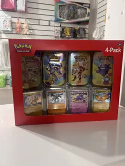 Pokemon TCG 151 Mini Tins 4 Pack + 4 Promos SEALED Sams Club Exclusive NEW - Image 1