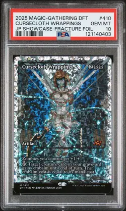 2025 MTG AETHERDRIFT JPN SHOWCASE-FRACTURE FOIL #410 CURSECLOTH WRAPPINGS PSA 10 - Image 1