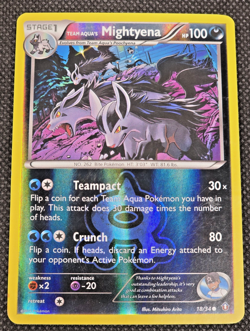 Pokemon Card Double Crisis - Team Aqua's Mightyena 18/34 Reverse Holo LP -- L34 - Image 1
