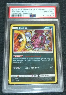 Holo Foil Hoopa 55/73 Shining Legends Set Pokemon Trading Cards PSA 10 GEM MINT - Image 1