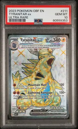 2023 Pokemon Obsidian Flames # 211 Tyanitar EX Ultra Rare PSA 10 Card! GEM MINT! - Image 1