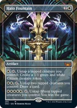 1x Halo Fountain ~ Borderless - Foil NM-Mint, English Streets of New Capenna MTG - Image 1