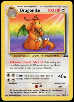 Pokemon: Dragonite #19/62 Fossil Non-Holo 1999 Vintage WOTC - MP - Image 1