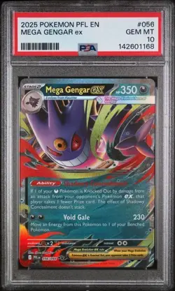 2025 POKEMON PFL EN-PHANTASMAL FLAMES #056 MEGA GENGAR EX PSA 10 - Image 1