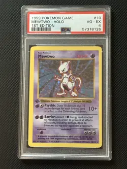 1999 Pokemon Base Set 1st Edition Shadowless Holo Mewtwo #10 PSA 4 - Image 1