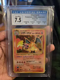 1996 POKEMON JAPANESE BASE SET CHARIZARD HOLO RARE NO.006 CGC 7.5 NM+ W/Subgrade - Image 4