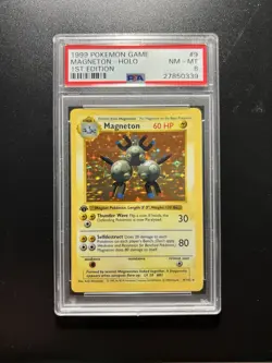 1999 Pokemon Base 1st Edition Shadowless Magneton Holo 9/102 PSA 8 - Image 1
