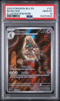 Pokemon PSA 10 Gem Mint Black Bolt Illustration Rare Beheeyem 121/086 - Image 1