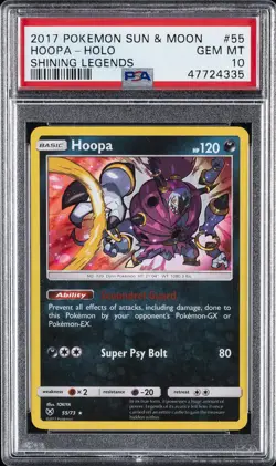 2017 POKEMON SUN & MOON SHINING LEGENDS #55 HOOPA-HOLO PSA 10 - Image 1