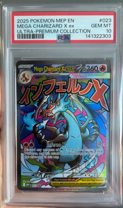 2025 Pokemon Mega Evolution Promo MEP EN 023 Mega Charizard EX UPC PSA 10 - Image 1
