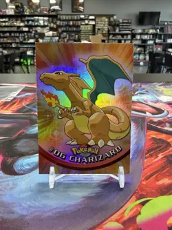 1999 Topps #06 Charizard Holo Foil TV Animation Series 1 Pokemon BLUE LOGO - Image 1