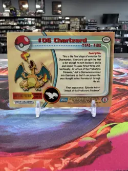 1999 Topps #06 Charizard Holo Foil TV Animation Series 1 Pokemon BLUE LOGO - Image 2