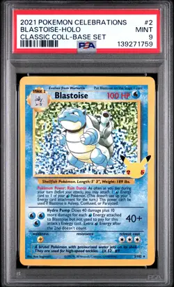 2021 Pokemon Celebrations Classic Collection Blastoise Holo #2 PSA 9 - Image 1